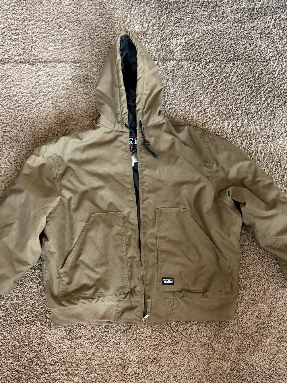 Vtg Walls Men's Hooded Puffer Jacket - Tan